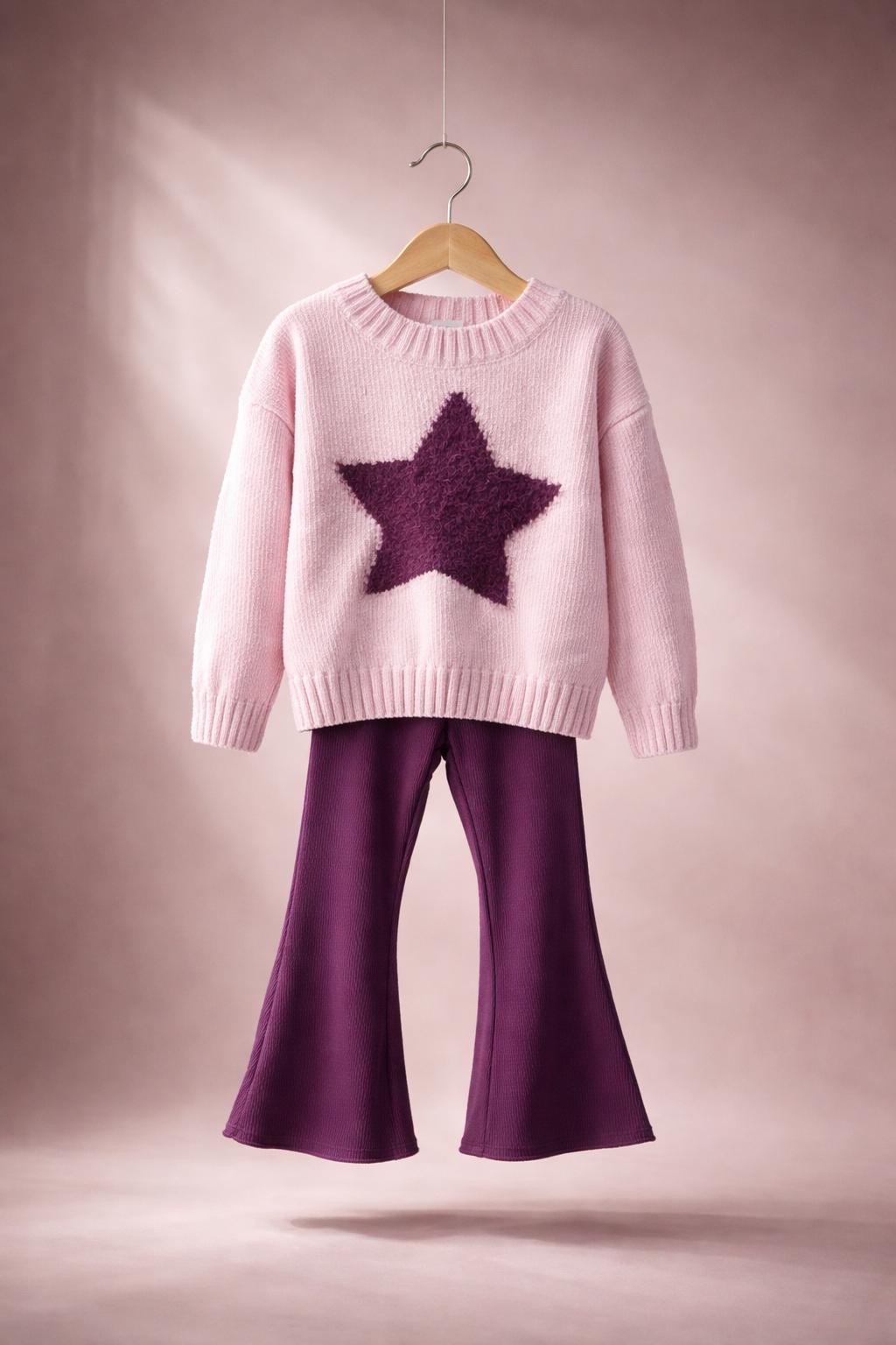Girls’ Star Sweater and Flared Pants Set