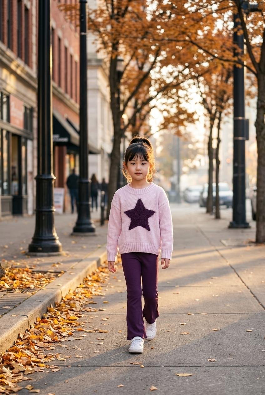 Girls’ Star Sweater and Flared Pants Set